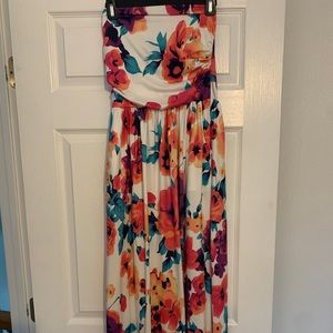 Floral Strapless Dress - Multicolor